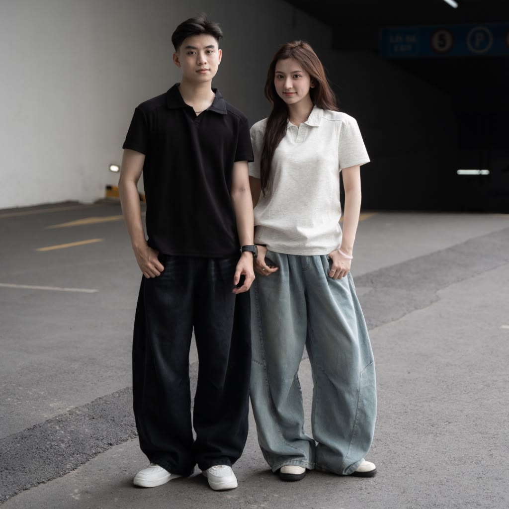 couple mặc thời trang basic